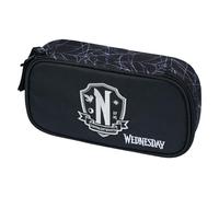 Baagl Trousse à crayons pour filles et garçons - Trousse scolaire avec 2 compartiments et espace de rangement généreux - Noir