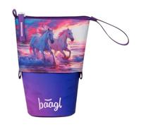 Baagl Trousse à crayons pour garçons et filles - Trousse à crayons pour enfants - Trousse à crayons pour l'école - Trousse robuste avec compartiment secret - Trousse avec support, Cœur de cheval