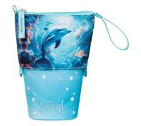 Baagl Trousse à Crayons, Robuste, avec Compartiment Secret, Convient pour l'école, pour garçons et Filles, Dauphin, Coloré, ludique, Moderne, Pratique