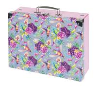 Baagl Valise pour enfants pour jouets et fournitures scolaires, valise en carton, valise à jouets, valise de jeu, valise pliable pour enfant, valise pliante avec poignée en métal, Motif colibri, 32,5