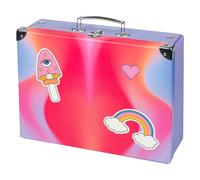 Baagl Valise pour Enfants - Jouets et Fournitures Scolaires, Carton Pliable avec Poignée en Métal, Hippie, 32.5 x 26 x
