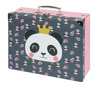 Baagl Valise pour Enfants - Jouets et Fournitures Scolaires, en Carton, Pliable avec Poignée en Métal, Forme Panda, 32.5 x