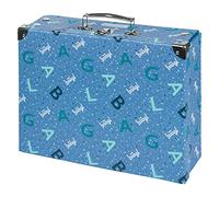 Valise pour enfants pour jouets et fournitures scolaires, valise en carton, valise à jouets, valise de jeu, valise pliable pour enfant, valise pliante avec poignée en métal (logo bleu)