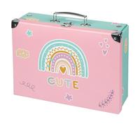 Baagl Valise pour Enfants - Mallette en Carton pour Jouets et Fournitures Scolaires, Pliable avec Poignée en Métal, Arc-en-Ciel