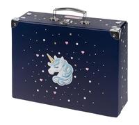 Baagl Valise pour enfants pour jouets et fournitures scolaires, valise en carton, valise à jouets, valise de jeu, valise pliable pour enfant, valise pliante avec poignée en métal, Licorne dorée