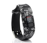Baaletc - Bracelet coloré pour Garmin Vivofit 3 et Vivofit JR avec fermoir sécurisé, 2 bracelets -, floral/noir