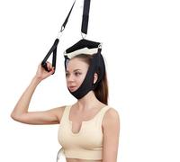 BAAQII Dispositif de traction du cou pour soulager la douleur, hamac, masseur cervical, ceinture d'étirement douce, sangle de cou pour physiothérapie, maison, extérieur, Noir , 11.54*6.8*3CM