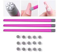 BAAQII Lot de 15 tampons en silicone pour nail art avec tête amovible, motif fleur et papillon (3 stylos + 15 têtes de tampon)