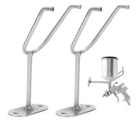 BAAQII Lot de 2 supports pour pistolet pulvérisateur de peinture pour tasse d'alimentation par gravité HVLP, crochet mural, support de pulvérisateur argenté pour banc mural peinture