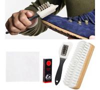 BAAQII Lot de 4 brosses en daim et nubuck, nettoyeur de chaussures à 4 côtés pour décontamination propre, brosse à chaussures avec gomme et chiffon de nettoyage