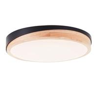 BAARLO Plafonnier noir mat/bois LED intégrée 24W