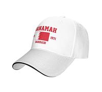 BAAROO Bahrain Est.1971 Manamah Capital Casquette de baseball en maille Chapeau de course à pied Chapeaux de voyage Casquettes d'été réglables en plein air Blanc, #552, taille unique-M