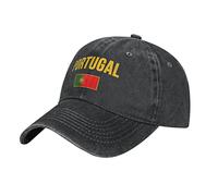BAAROO Casquette de baseball en denim lavé avec drapeau du Portugal (15) pour homme, noir, vintage, coton, unisexe, #1419, M/taille unique, #1419, Talla única-M