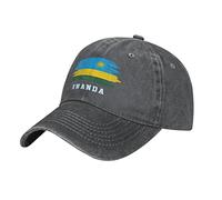BAAROO Casquette de baseball unisexe pour adulte - Denim délavé - Drapeau du Rwanda - Casquette de baseball classique vintage en coton pour papa, #1657, taille unique-M