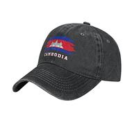 BAAROO Cool Cambodge Flag Casquette de baseball patriotique pour hommes noir vintage coton délavé denim adulte unisexe chapeaux, #30, taille unique-M