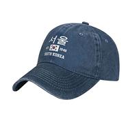 BAAROO Denim lavé Corée du Sud Est.1948 Séoul Casquette de baseball Hommes Marine Vintage Coton Chapeau Unisexe Trucker Chapeaux, #1959, taille unique-M