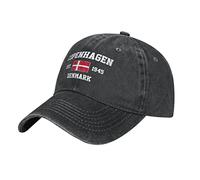 BAAROO Denim lavé Danemark Est.1945 Copenhague Casquette de baseball Hommes Noir Vintage Coton Chapeau Unisexe Trucker Chapeaux Femmes, #1170, taille unique-M