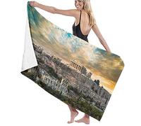 BAAROO Grande serviette de bain douce Parthénon Acropole d'Athènes sous le ciel dramatique du coucher de soleil de Grèce, drap de bain serviette de plage pour la famille 130 cm x 80 cm