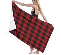 BAAROO Grande serviette de bain en microfibre, plaid tartan dans une cage, drap de bain, serviette de plage pour famille, hôtel, voyage, natation, sports 130 cm x 80 cm
