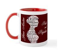 BAAROO Jane Austen Tasse à café en céramique avec citation 325 ml