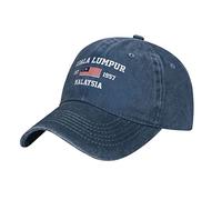 BAAROO Kuala Lumpur Casquette de baseball en denim délavé Malaysia Est.1957 pour homme Bleu marine Vintage Coton Chapeau Unisexe Chapeaux de camionneur, #1971, taille unique-M