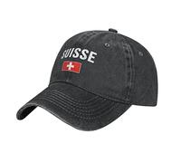 BAAROO Lavé Denim Suisse Drapeau Suisse (29) Casquette de Baseball Hommes Noir Vintage Coton Chapeau Unisexe Chapeaux, #1993, Taille Unique-M, #1993, One size-M