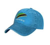 BAAROO Tanzanie Drapeau Tanzanien Casquette de baseball en denim délavé Hommes Bleu Vintage Coton Chapeau Unisexe Papa Trucker Chapeaux Femmes, #1688, taille unique-M
