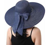 BABAHU Chapeau de Paille Pliable à Large Bord pour Femme - Protection Soleil d'Été et Plage avec UV UPF 50+