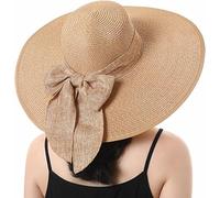 BABAHU Chapeau de Paille Pliable à Large Bord pour Femme - Protection Soleil d'Été Plage UV UPF 50+