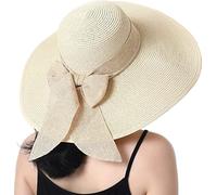 BABAHU Chapeau de Paille Pliable à Large Bord - Protection Solaire d'Été UPF 50+ pour Femme - Plage UV
