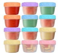 BaBahuanhuan 12 Pièces Boîtes de Rangement Alimentaires 77ml, Petits Récipients avec Couvercle Réutilisables, Empilables pour Congélation, Rangement Snacks, Sauces, Aliments pour Bébé
