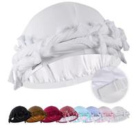 Babalet Halo Turban pour Hommes et Femmes - Bandeau de Tête Satin Doublure Durag - Bonnet à Pompons Pré-Noués - Casquette à Twist Vintage, Taille unique