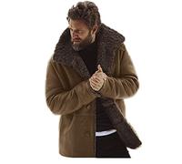 babao Veste longue en daim pour hommes Veste d'hiver doublée en polaire pour hommes Veste imperméable à l'épreuve de la moto Manteau à col polo