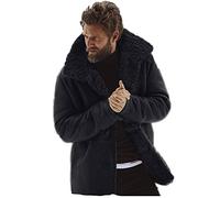 babao Veste longue en daim pour hommes Veste d'hiver doublée en polaire pour hommes Veste imperméable à l'épreuve de la moto Manteau à col polo