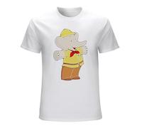 Babar The Elephant Adventure with Badou Monkey Mens T-Shirt White Graphic Unisex Tee Shirt S