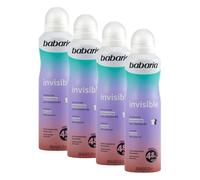 Babaria - Déodorant Femme et Homme en Spray Invisible| Sans alcool | Protège de la Transpiration 24h|Antitranspirant |Évite les Taches sur les Vêtements| Végétalien| 200ml (Lot de 4)