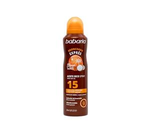 Babaria Huile Sèche Bronzante Brume Corps SPF15 Accélérateur | Huile sèche en brume, texture ultra-légère. Accélérateur de bronzage, effet lumineux, résistante à l'eau.