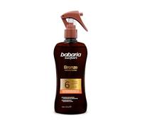 Babaria Huile solaire bronze, carotte SPF6, accélérateur de bronzage, ton doré intense, texture légère, imperméable, corail, végétalien, 200 ml