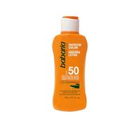 Babaria - Lait solaire SPF50+ UVA-UVB et infrarouge, accélérateur de bronzage, contient de l'aloe vera, résistant à l'eau, végétalien, unisexe - 100 ml