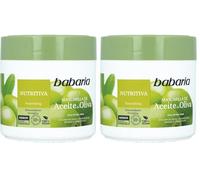 Babaria - Masque Cheveux Secs et Abîmés à l'Huile d'Olive | Nutrition et réparation | Cheveux doux et faciles à coiffer | Propriétés adoucissantes et protectrices | Végan | 400 ml (Lot de 2)