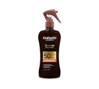 Babaria Spray solaire Bronze Huile de coco SPF50 | Accélérateur de bronzage | Haute protection | Texture légère | Imperméable | Coral Friendly | Vegan | 200 ml