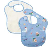 BABATÉ Kids - Bavoir imperméable bébé 2 unités, Tablier bebe pour manger, Bavoir bebe imperméable, Bavoir plastique bébé, Bavette bebe sans manches (Méditerranéen Blanc)