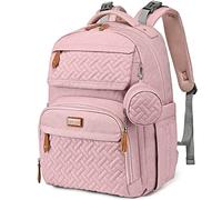 BabbleRoo Sac à dos de voyage avec matelas à langer, étui pour tétine et sangles de poussette, multifonction, étanche, unisexe, rose