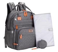 BabbleRoo Sac à Langer Bébé - Sac à Dos à Langer Grande Capacité (+50%), Déperlant, 17 Poches, Tapis à Langer, Étui Tétine, Sangles Poussette, Voyage Unisexe