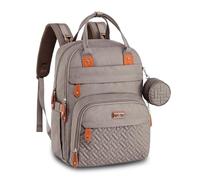 BabbleRoo Sac à Langer Bébé, Sac à Dos à Langer Grande Capacité Déperlant - 17 Poches, Tapis à Langer, Étui à Sucette Amovible, Sangles Poussette, Sac de Voyage Unisexe