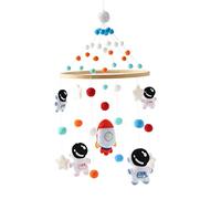 Babe Mobile Bois, Mobile Boules de Feutre, Mobile Musical Lit Bébé, Pendentif Astronaute Bébé en Bois Cloches de Lit Bébé, Décoration de Berceau Garçon Et Fille pour Chambre D'enfants