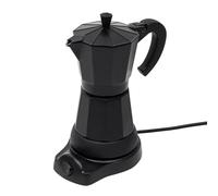 Babeenoo Cafetière moka électrique, 480 W, 300 ml, pour 6 tasses, moderne, en aluminium, noire, pour les amateurs de café