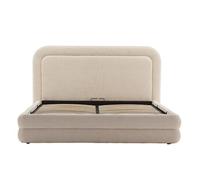 Babel - lit coffre - 160x200 cm - en velours texturé - sommier inclus - Beige