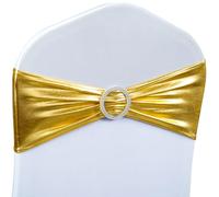 Babenest Lot de 50 nœuds de Chaise en élasthanne Extensible de qualité supérieure avec Boucle coulissante pour décoration de Mariage, cérémonie, réception, Banquet (doré métallique)