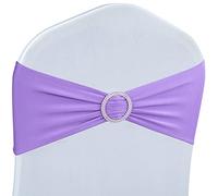 Babenest Lot de 50 nœuds de Chaise en élasthanne Extensible de qualité supérieure avec Boucle coulissante pour décoration de Mariage, cérémonie, réception, Banquet (Violet)